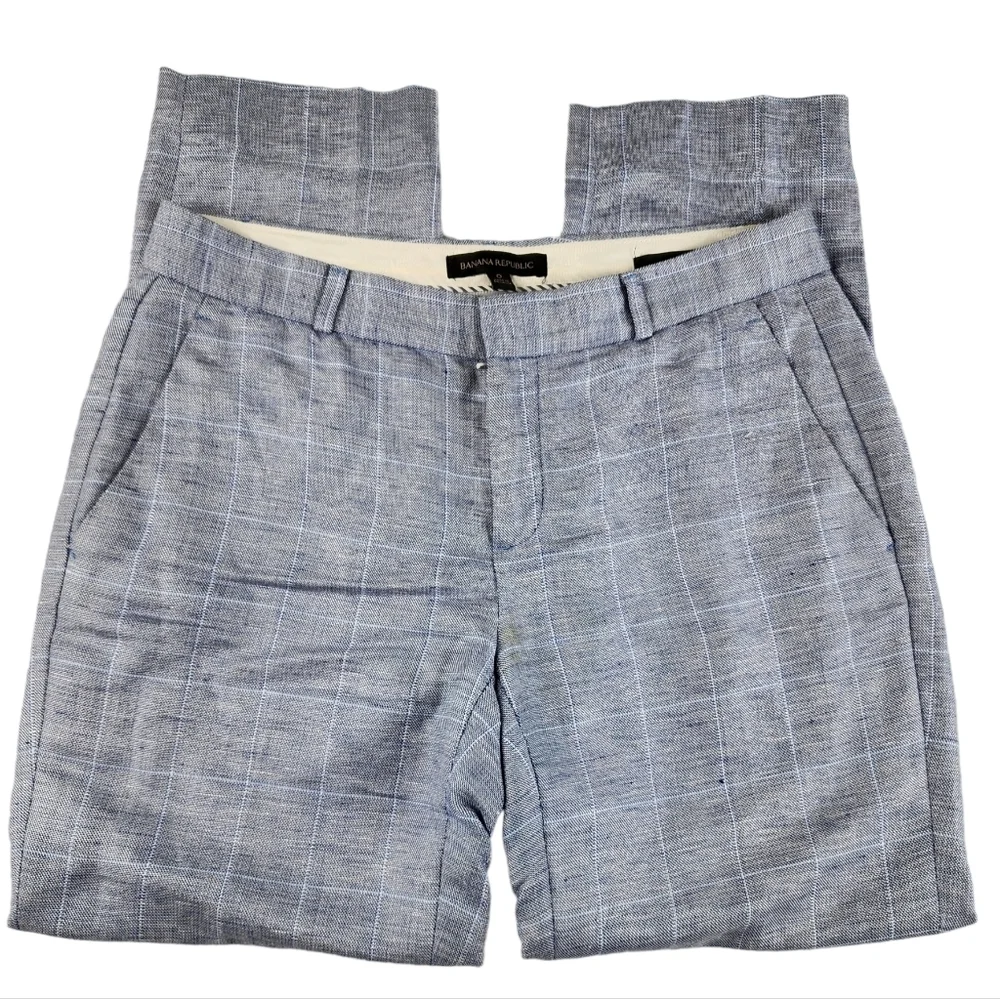 Banana Republic Avery Dress Pants Slacks Blue Plaid Women's Size 0